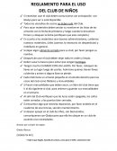 REGLAMENTO PARA EL USO DEL CLUB DE NIÑOS