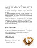 Costos de manejo, orden y preparación