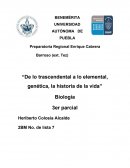 Ensayo “De lo trascendental a lo elemental, genética, la historia de la vida”