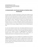 La Comunicación y las Ciencias Sociales en América Latina: introducción
