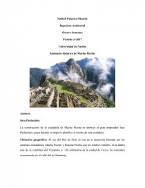 Ficha técnica Monumento Machu Pichu. Página 1