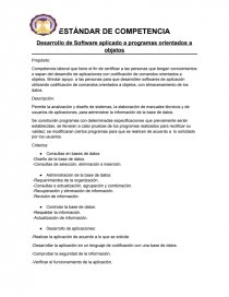 ESTÁNDAR DE COMPETENCIA Desarrollo de Software aplicado a programas orientados a objetos. Página 1