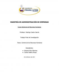 Tema: Control de los Recursos Humanos. Página 1