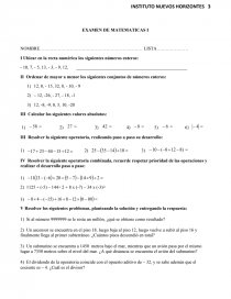 EXAMEN DE MATEMATICAS I. Página 1