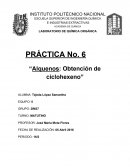 PRÁCTICA No. 6 “Alquenos: Obtención de ciclohexeno”