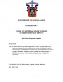 ECONOMETRÍA II “ÍNDICE DE MOROSIDAD DE LAS REGIONES SOCIOECONÓMICAS DE MÉXICO”