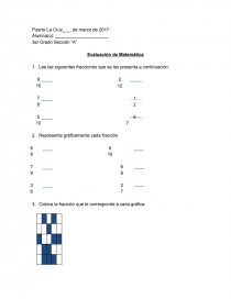 Examen de primaria Evaluación de Matemática. Página 1