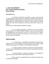 Un nuevo Formato de Demanda Juicio Ejecutivo Mercantil Nuevo León -  Trabajos - Marco Leal