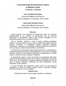 La fenomenología del pensamiento creativo en Matthew Lipman
