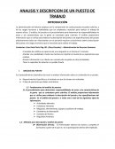 ANALISIS Y DESCRIPCION DE UN PUESTO DE TRABAJO