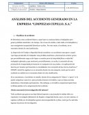 ANÁLISIS DEL ACCIDENTE GENERADO EN LA EMPRESA “LIMPIEZAS CEPILLO, S.A.”