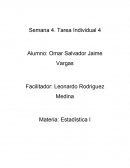 Semana 4. Tarea Individual 4 Materia: Estadística I
