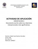 Documento escrito sobre tus relaciones interpersonales más significativas.