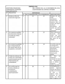 CUESTIONARIO DE INGRESOS AUDITORIA. Página 1