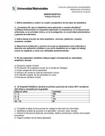 BIOESTADISTICA Trabajo Práctico #1. Página 1