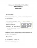 MANUAL DE OPERACIÓN, INSTALACIÓN Y MANTENIMIENTO
