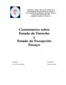 Comentarios de Estado de Excepción y Estado de Derecho.