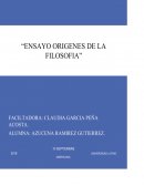 Ensayo orígenes de la filosofía