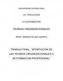 Aportacion de las teorias organizacionales a mi formacion profesional