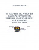 EL DESEMPLEO O LA PRISION DEL DEUDOR ALIMENTISTA COMO OBSTACULO DEL CUMPLIMIENTON DE SU OBLIGACION..