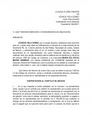 Contestación de la Demanda de Acción Causal de Juicio Oral Mercantil.