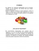 Las vitaminas son sustancias indispensables para los procesos metabóli- cos del organismo