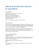Aportes de las diferentes culturas a las matemáticas