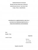 INFLUENCIA DE LA ALIMENTACIÓN EN EL NIVEL DE LA GLUCOSA EN LAS PERSONAS DIABETICAS DE LA POBLACION DE MORÓN DEL ESTADO MIRANDA