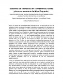 El Efecto de la música en la memoria a corto plazo en alumnos de Nivel Superior