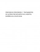 UNOS CUANTOS PROCESOS DE PREVENCION Y TRATAMINETOS DE ULCERAS POR DECUBITO EN EL HOSPITAL ESPAÑOL DE LA PLATA 2016.