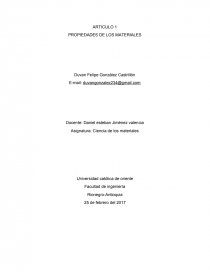 ARTICULO 1 PROPIEDADES DE LOS MATERIALES. Página 1