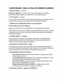CUESTIONARIO PARA LA FINAL DE DERECHO AGRARIO