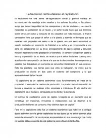 Que es La transición del feudalismo al capitalismo.. Página 1
