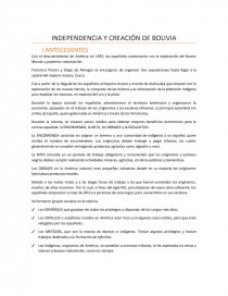 INDEPENDENCIA Y CREACIÓN DE BOLIVIA. Página 1