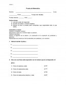 Prueba de Matemática. Contenidos a evaluar