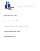 Problema de intervención: Falta de Comprensión Lectora