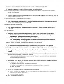 Responde a las siguientes preguntas, tomando como base las NAGAS sección 100 y 200. Página 1
