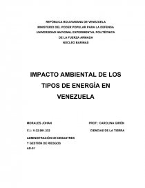 IMPACTO AMBIENTAL DE LOS TIPOS DE ENERGÍA EN VENEZUELA. Página 1