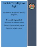 Síntesis de correlaciones de transferencia de masa