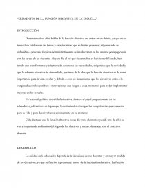 “ELEMENTOS DE LA FUNCIÓN DIRECTIVA EN LA ESCUELA”. Página 1