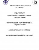 PENSAMIENTO ARQUITECTONICO CONTEMPORANEO: “INTRODUCCION A LA TEORIA DE LA ARQUITECTURA”
