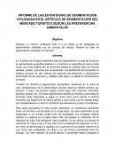 INFORME DE LAS ESTRATEGIAS DE SEGMENTACIÓN UTILIZADAS EN EL ARTÍCULO DE SEGMENTACIÓN DEL MERCADO TURÍSTICO SEGÚN LAS PREFERENCIAS AMBIENTALES