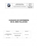 El Protocolo cuidados niño fallecido