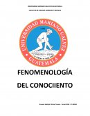 FENOMENOLOGÍA DEL CONOCIMIENTO