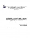 VERIFICACIÓN DE LOS PROCESO DE CONTRATACIÓN PÚBLICA BAJO LOS LINEAMIENTOS DE LA ALCALDÍA DEL MUNICIPIO TORBES Y DE LAS CONTRATACIONES