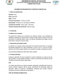 INFORME PSICODIAGNOSTICO COGNITIVO-CONDUCTUAL. Página 1