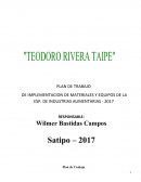 PLAN DE TRABAJO DE IMPLEMENTACION DE MATERIALES Y EQUIPOS DE LA ESP. DE INDUSTRIAS ALIMENTARIAS