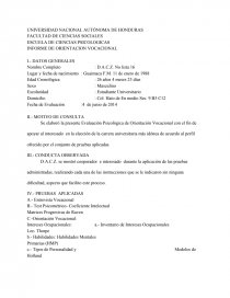 INFORME DE ORIENTACION VOCACIONAL. Página 1