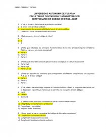 Cuestionario Codigo de Etica. Página 1