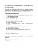 Ejemplo de La importancia de las actividades físicas (ejercicio) en nuestra vida